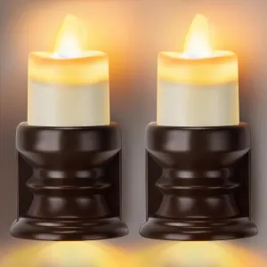 Meonum 2 Pcs Flameless Candle Night Light Plug into Wall, LED Motion Sensor Dusk to Dawn Nightlight Farmhouse Vintage Rustic Flicker Night Light for Adults Decorative Bedroom Bathroom Kitchen Hallway