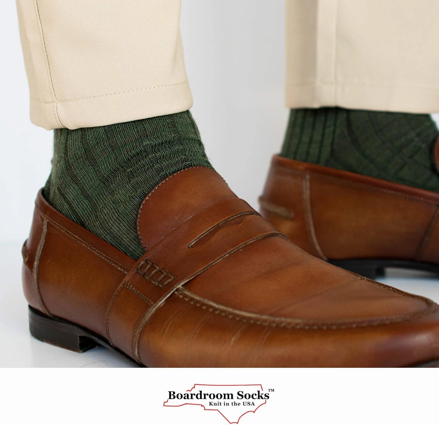 Merino Wool Mid-Calf Dress Socks for Men, Ribbed Dress Socks