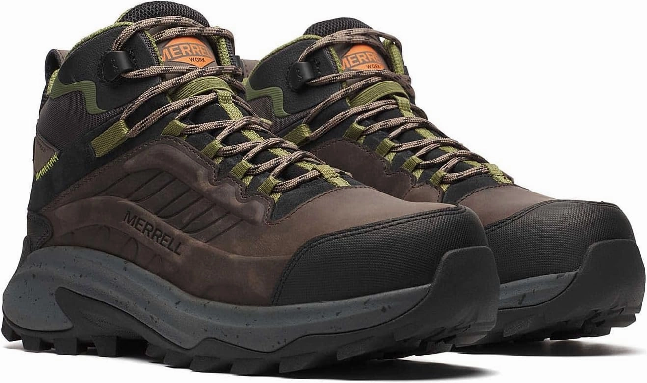 Merrell Men's Moab Speed 2 Mid Waterproof Carbon Fiber Work Construction Boot