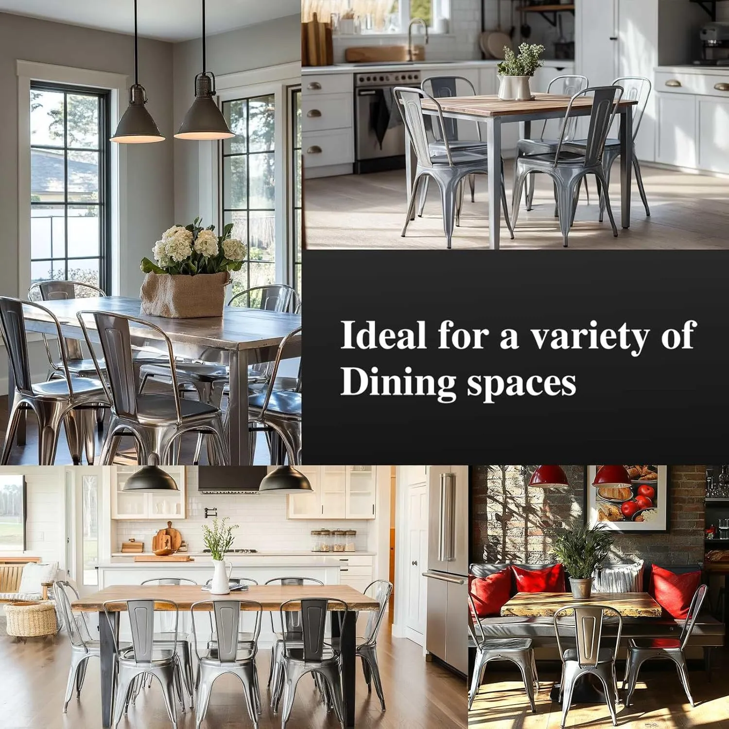 Metal Dining Chairs Set of 2 Silver Outdoor Metal Iron Chairs for Cafe Farmhouse Kitchen,Bistro,Dining Room,Patio Moonlight Silver Color