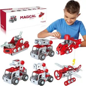 Metal Fire Trucks STEM Building Toy Set for Boys & Girls Age 5-12 - Durable Metal Construction, Engaging STEM Learning, Kid-Friendly Assembly