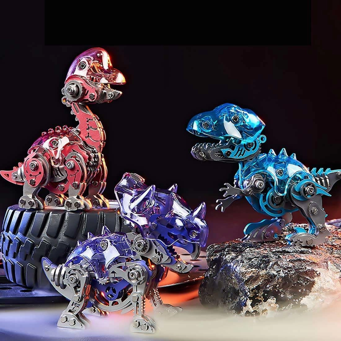 Metal 3D Puzzle for Adults, Mechanical DIY 3D Dinosaur Puzzles Model Kits, Steampunk 3D Metal Puzzle Crafts Ornaments Creative Gifts - 139pcs