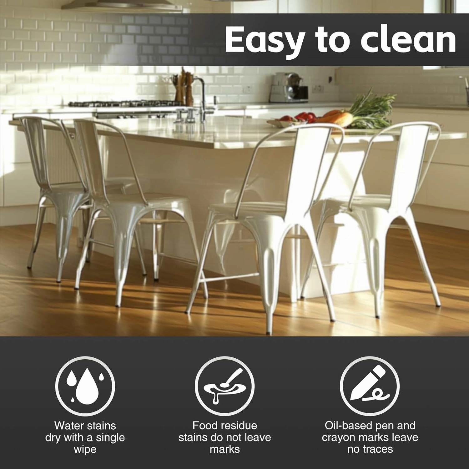 Metal Dining Chairs Set of 4 Stackable Industrial Vintage Style Farmhouse Kitchen Cafe Indoor Outdoor Arctic White
