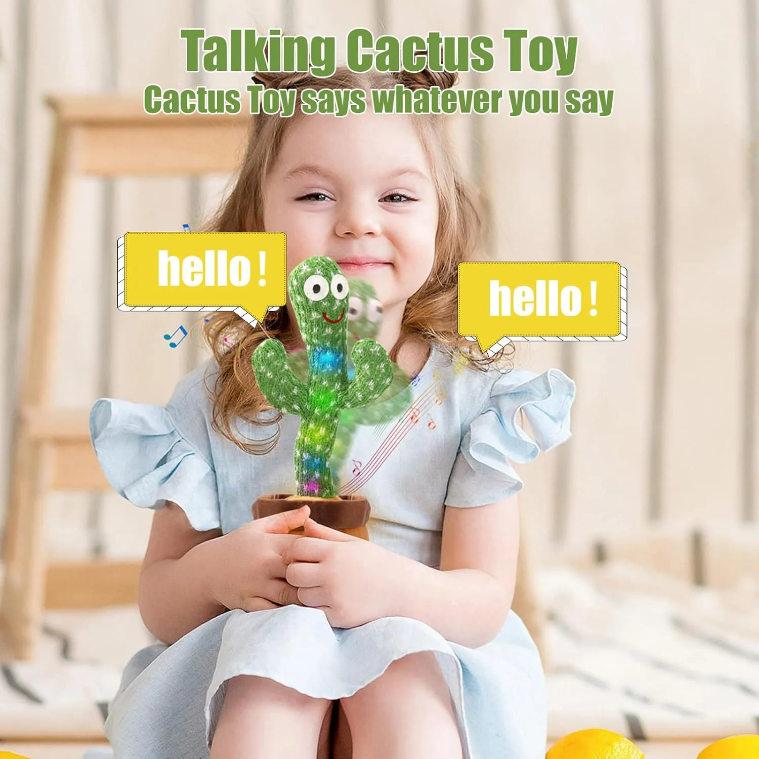 MIAODAM Dancing Cactus Baby Toy - Talking Cactus, Singing Toy, Colorful Glowing Repeating What You Say Plush Figure with 100 Songs for Kids and Adults