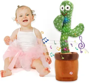 MIAODAM Dancing Cactus Baby Toy - Talking Cactus, Singing Toy, Colorful Glowing Repeating What You Say Plush Figure with 100 Songs for Kids and Adults