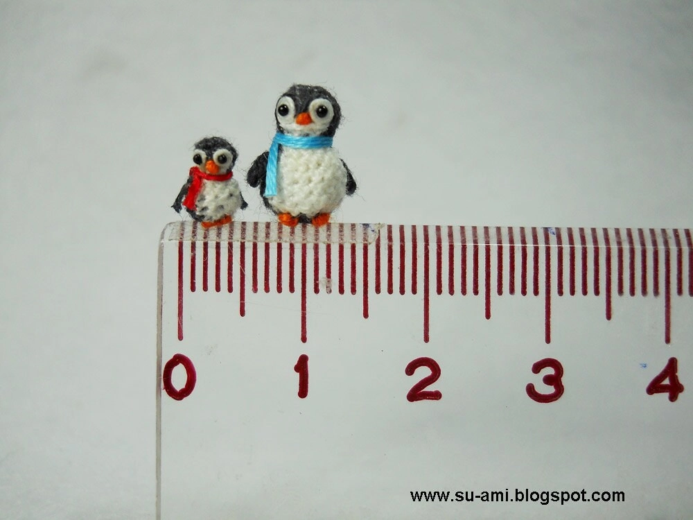 Micro Miniature Penguins - Mini Tiny Crochet Penguin Amigurumi - Set of Two Penguin Chicks - Made To Order