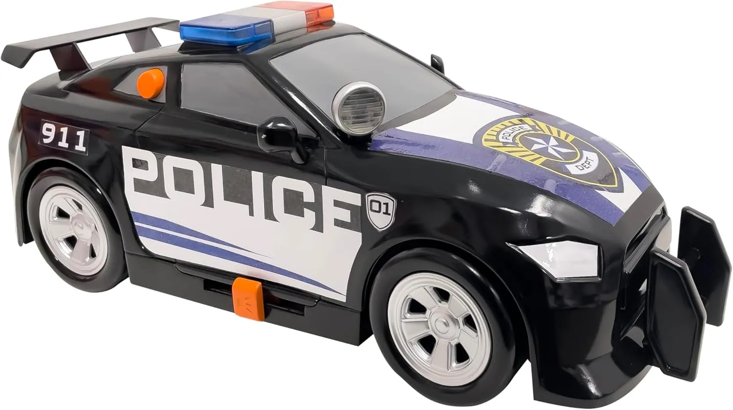 Mighty Fleet Power Movers 15” Interactive Police Car Toy – Motion Drive Motorized Action, Flashing Lights & Siren, Working Spotlight, Batteries Included, Kids Ages 3  