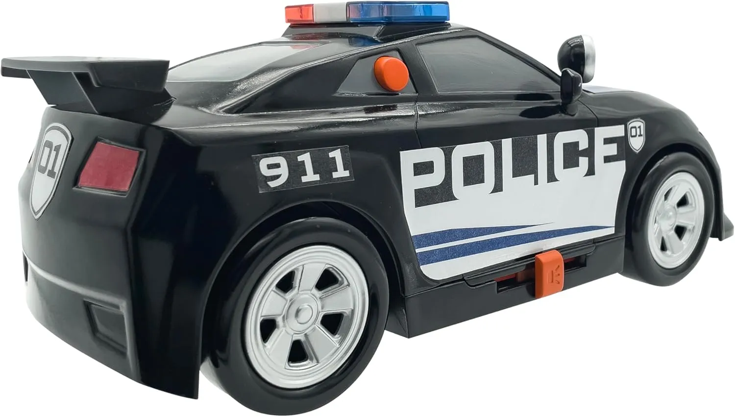 Mighty Fleet Power Movers 15” Interactive Police Car Toy – Motion Drive Motorized Action, Flashing Lights & Siren, Working Spotlight, Batteries Included, Kids Ages 3  