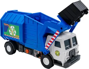 Mighty Fleet Action Drive 16” Garbage Truck Toy – Motion‑Drive Motorized Dumping, Flashing Lights & Real Engine/Backup Sounds, Shift‑Knob Control, Batteries Included, Kids Ages 3  