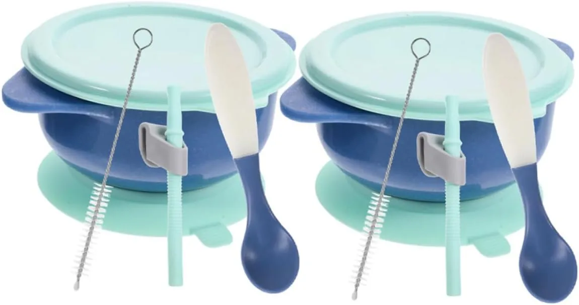 Milisten Suction Cup Baby Food Bowl Set Toddler Cereal Bowl Nonslip Base Microwave Safe Stackable Design