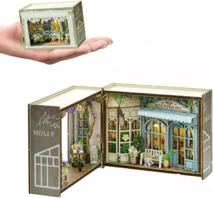 Mini 3D Wooden Doll House Craft Model with LED,DIY Miniature and Furniture Dollhouse Kit,Creative Room Idea for Valentine's Day Birthday Gift (Molly Garden)