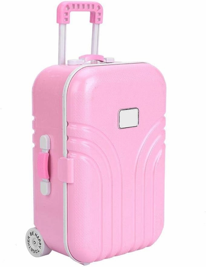 Mini Suitcase Toy, Pink, Plastic, Rolling, Durable, for Children's Day & Birthday