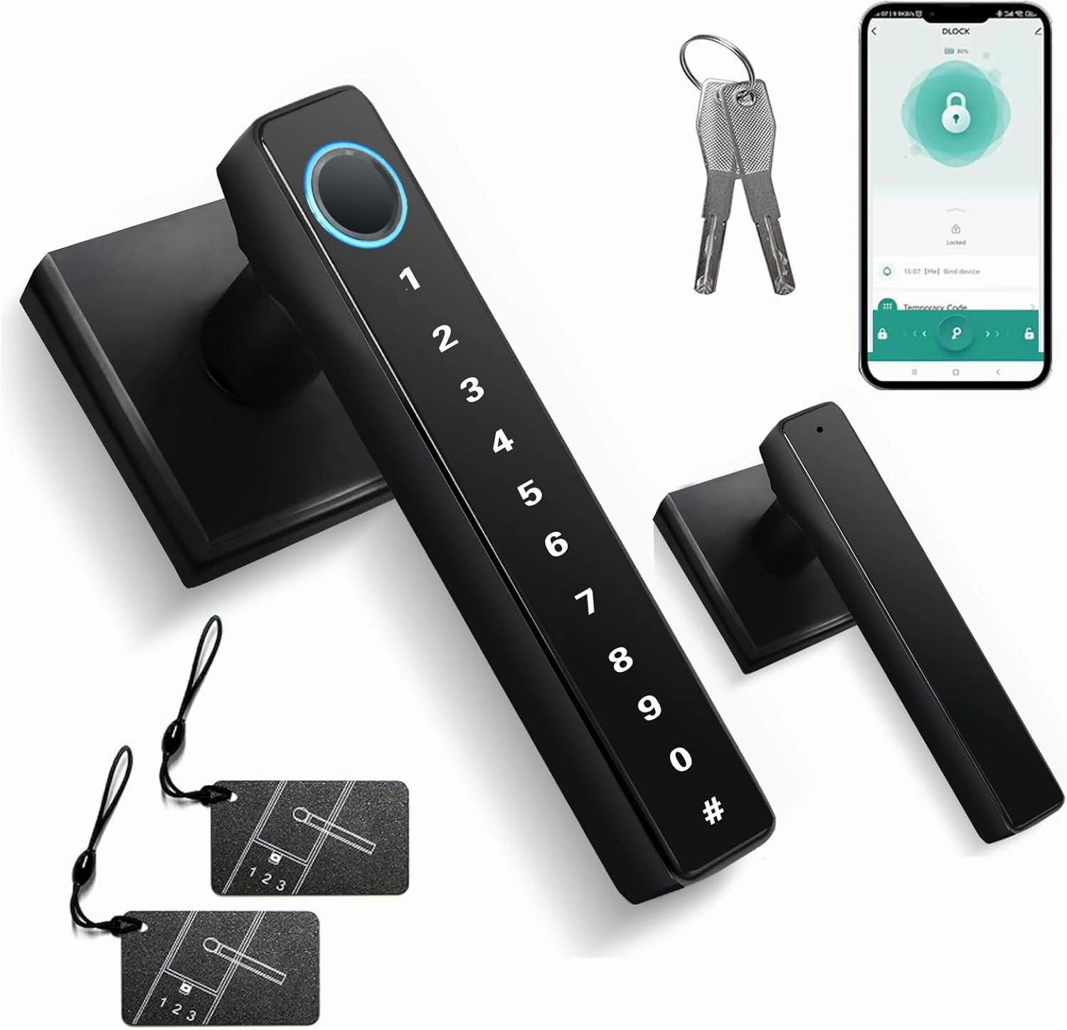 MINIA Keypad Keyless Entry Door Lock with Handle, Fingerprint Smart Door Lock, Smart Locks for Front Door, Electronic Digital Door Lock, Code Door Lock for Rental, Bedroom, Office and Hotel