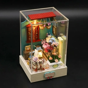 Miniature Wizardi Roombox Kit - Flower Shop Dollhouse Kit F07M5-33-S2202
