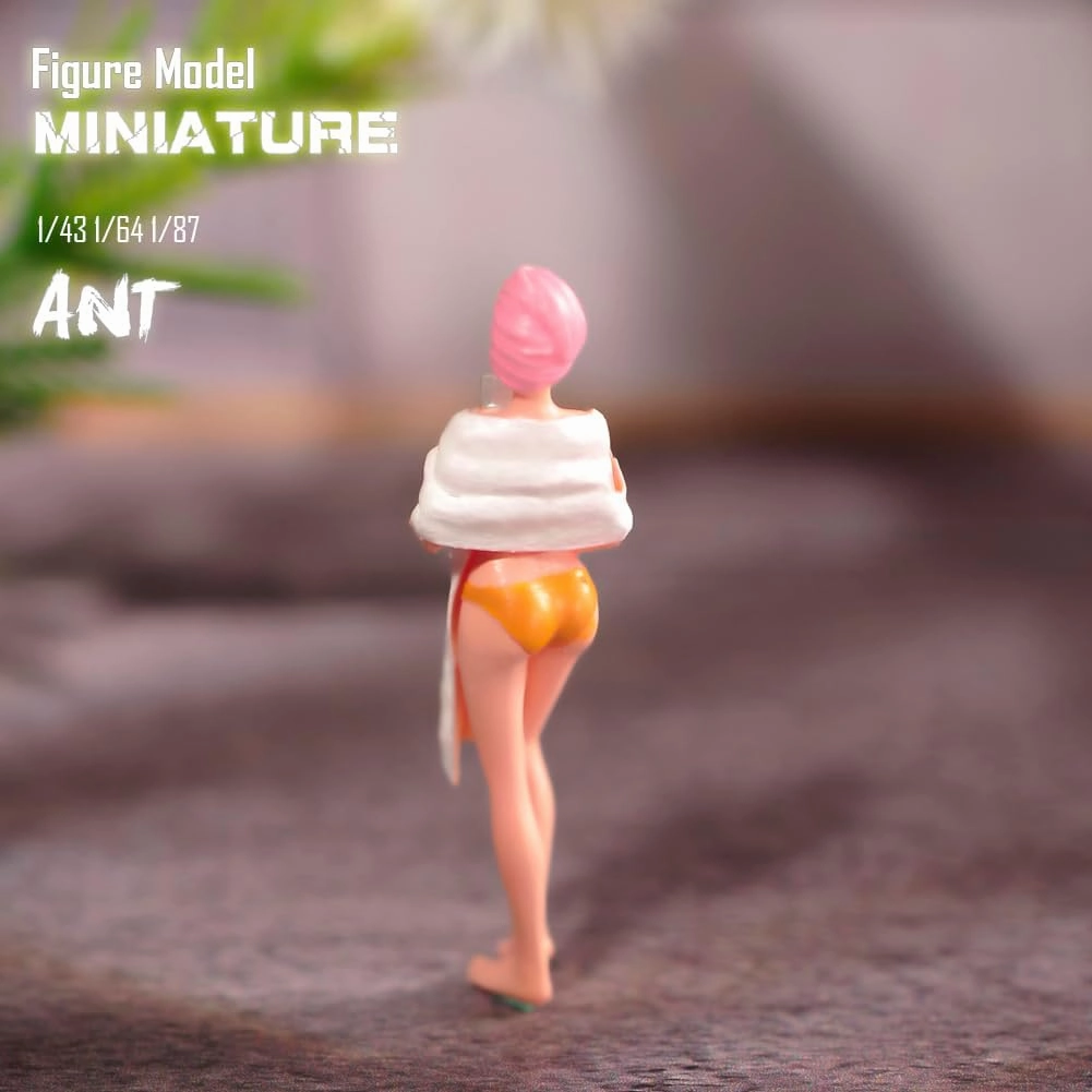 Miniatures 1/64 1/43 1/87 Scale Beauty Bathing Taking Selfies Scene Props Action Figure Model Creative Prop Display Collection Decor for Cars Vehicles (Painted, 1/43 Scale)