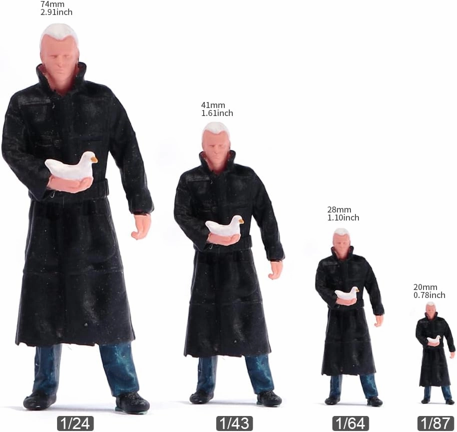 Miniatures Diorama 1/87 1/64 1/43 1/24 Scale Killer Man Coat Figures Model DIY Creative Photography Scene Props for Cars Toys (Painted, 1:64 Scale)