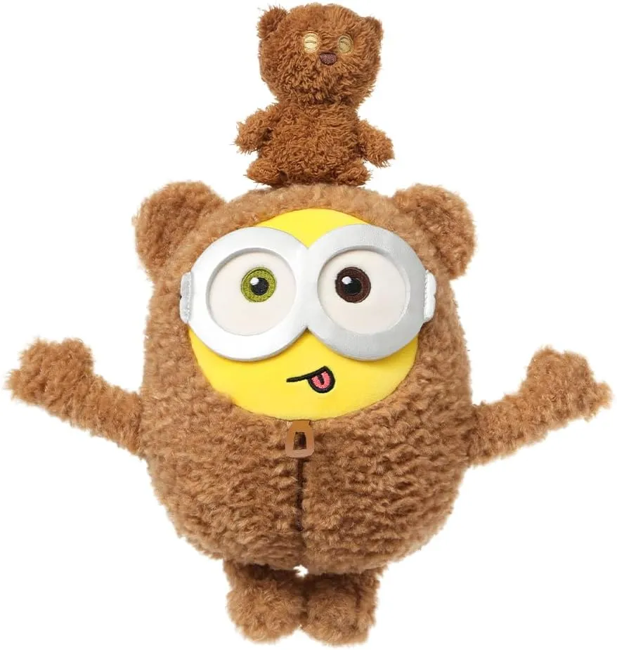 MINISO 11" Bob Tim Costume Minions Plush Toy, Cute Sleeping Bedding Stuffed Animals Kawaii Plushies Pillow for Kids Boys Girls