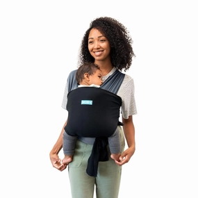 Moby Baby Wrap Carrier Easy-Wrap for Newborns to Toddlers (8-33lbs), Infant Sling Carrier, Lightweight & Hands Free Design for Mom and Dad, Adjustable for All Body Types (Charcoal/Black)
