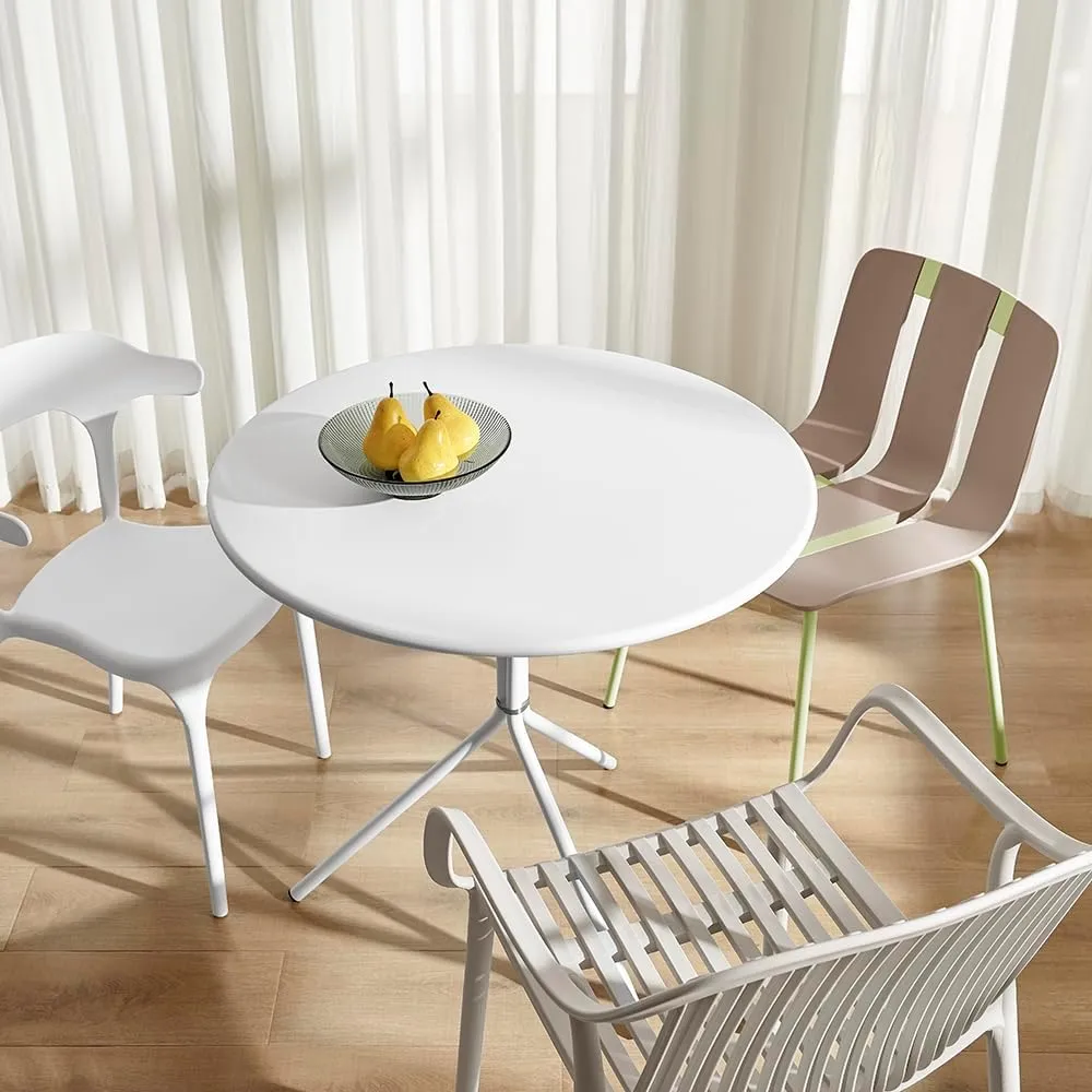 Modern Stackable Dining Chair Set, No Assembly, Plastic Chair, Patio Chair, Suitable for Indoor and Outdoor Cafes and Restaurants, Set of 4 (Cloud White)