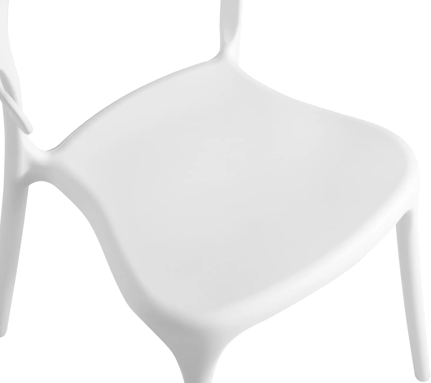 Modern Stackable Dining Chair Set, No Assembly, Plastic Chair, Patio Chair, Suitable for Indoor and Outdoor Cafes and Restaurants, Set of 4 (Crisp White)