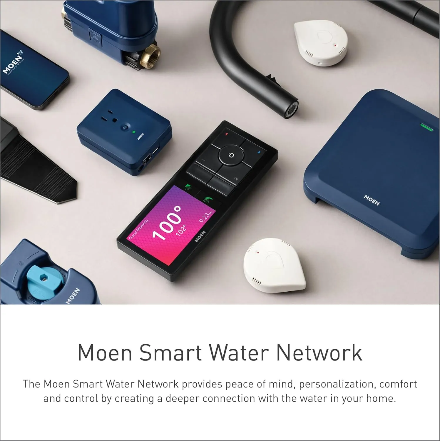 Moen Flo Smart Water Monitor and Automatic Shutoff Sensor, Wi-Fi Connected Water Leak Detector for 1-1/4-Inch Diameter Pipe, 900-002