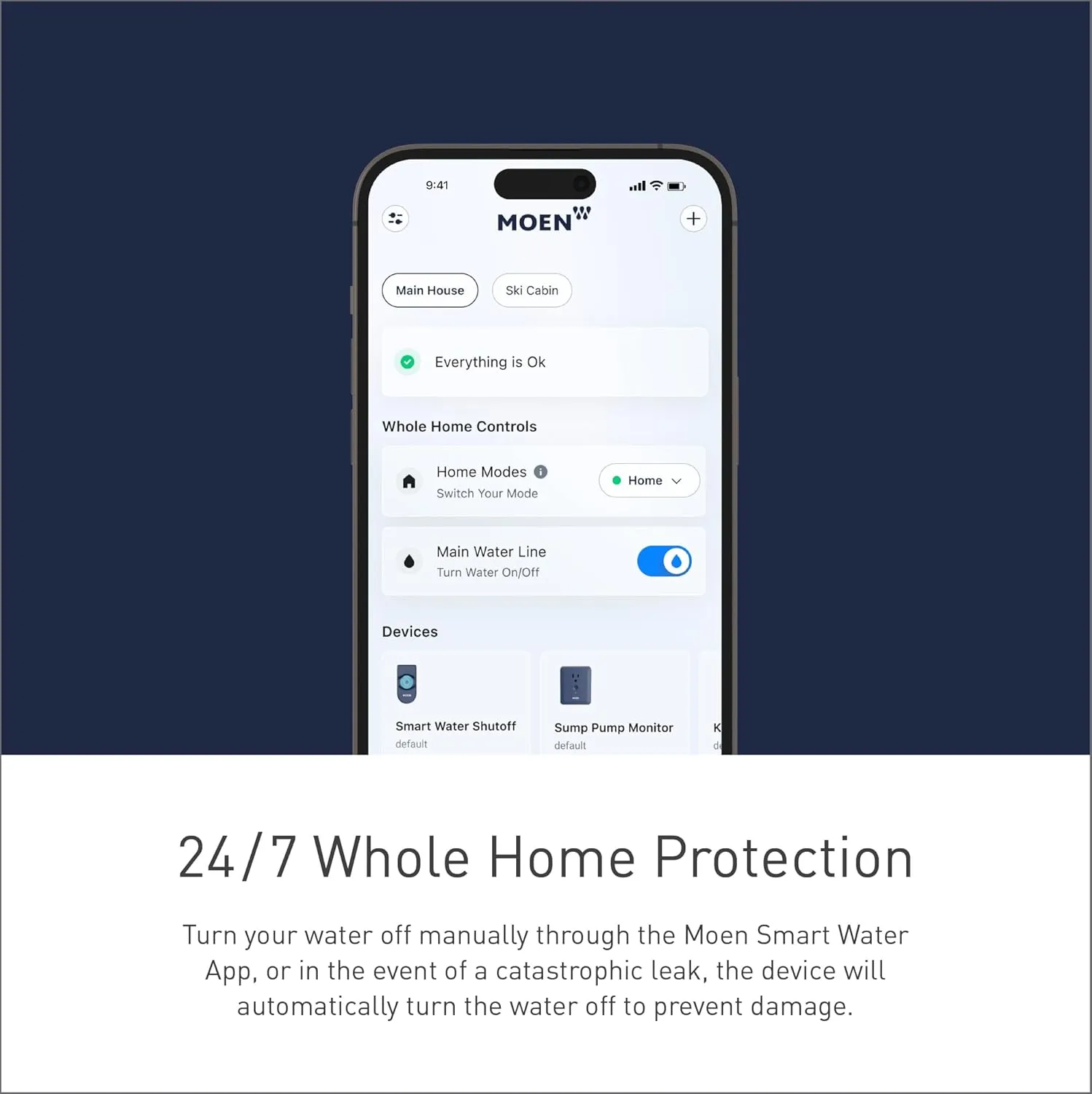 Moen Flo Smart Water Monitor and Automatic Shutoff Sensor, Wi-Fi Water Leak Detector for 3/4-Inch Diameter Pipe, 900-001