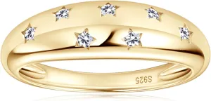 Moissanite Ring for Women D Color VVS1 Clarity 7 Star Ring 925 Sterling Silver Chunky Stackable Bands for Women or Men