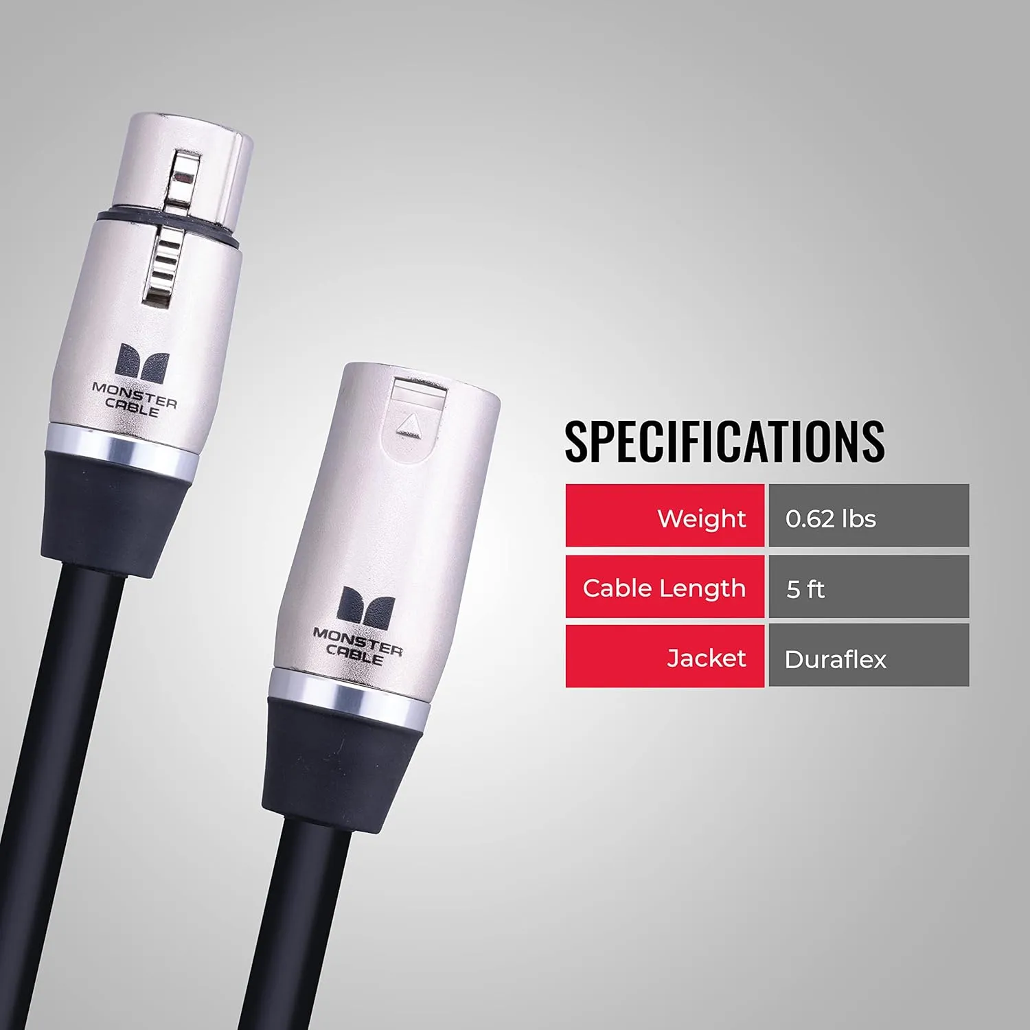 Monster Cable Performer 600 Microphone Cable. 5 ft Cable. Custom Cables. Microfiber Dielectric Duraflex Jacket XLR Microphone Cable.