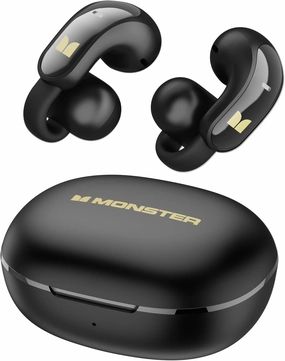 Monster Open Ear AC228 Wireless Headphones, Clip-On Earbuds, Adaptive Comfort, Immersive Audio, Bluetooth 6.0 Open Ear Earphones with ENC Clear Call, 30H Playtime, IPX5 Water Resistant, Black