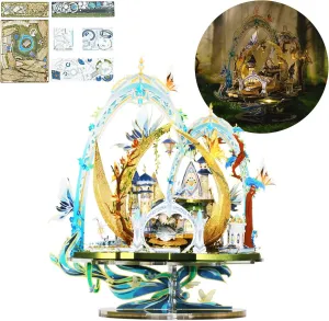 MU Fairy Series 3D Puzzles Metal Model Kits Elf Castle Cinderella Princess DIY Kits for Adults, Angel Tales Miniature Dollhouse Building, Festival Birthday New Year Xmas Gift