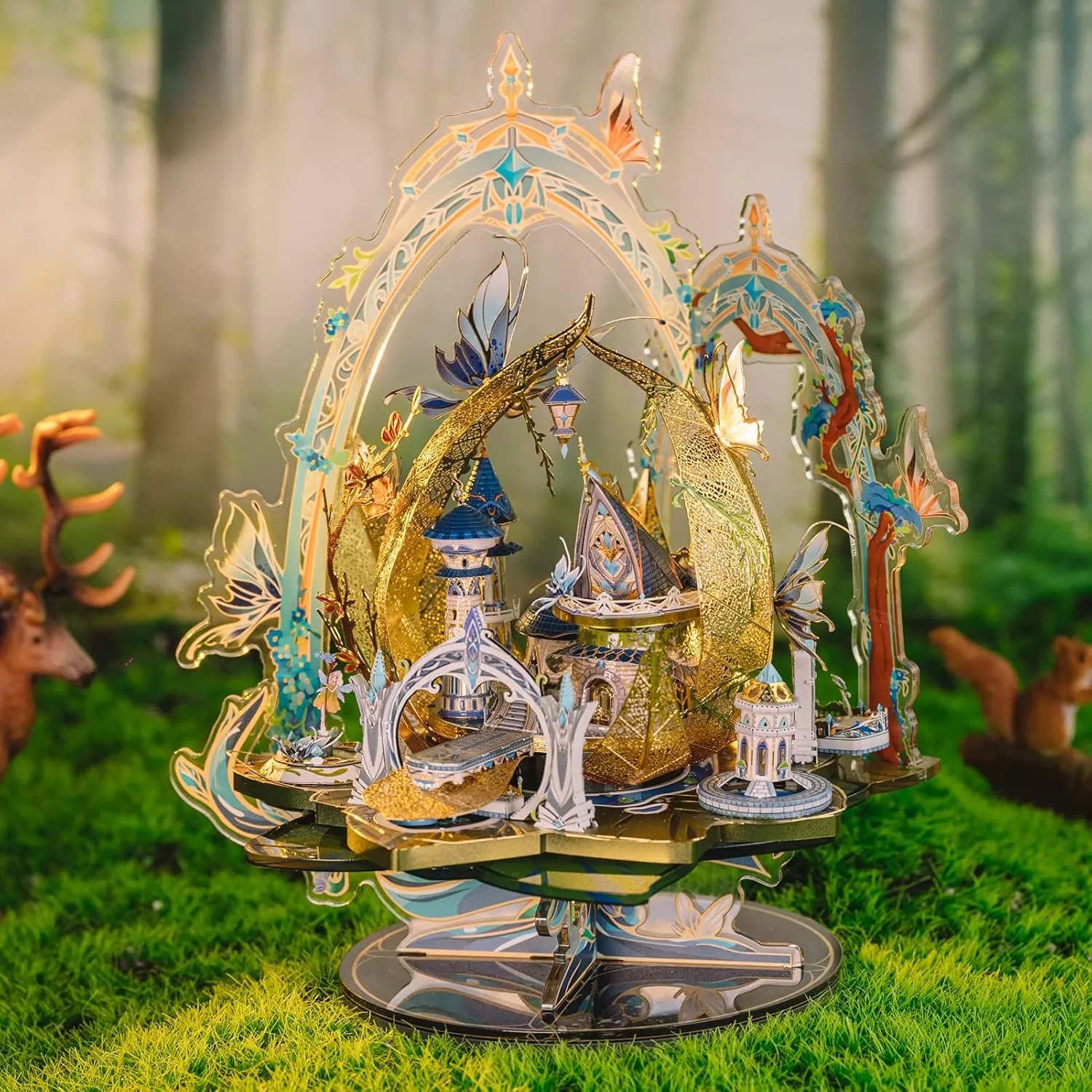MU Fairy Series 3D Puzzles Metal Model Kits Elf Castle Cinderella Princess DIY Kits for Adults, Angel Tales Miniature Dollhouse Building, Festival Birthday New Year Xmas Gift