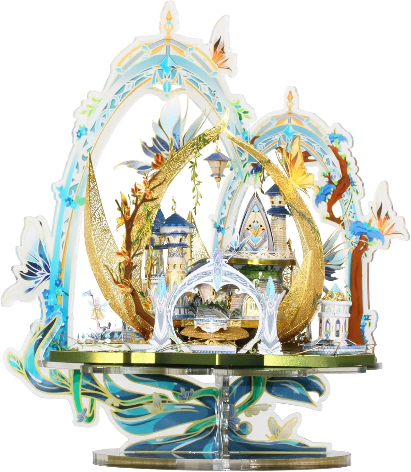 MU Fairy Series 3D Puzzles Metal Model Kits Elf Castle Cinderella Princess DIY Kits for Adults, Angel Tales Miniature Dollhouse Building, Festival Birthday New Year Xmas Gift