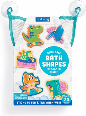 Mudpuppy Rub-a-Dub Dinos – 20 Stickable Dinosaur Themed Foam Shapes for Bath Time Entertainment with Mesh Storage Bag for Ages 2 and Up