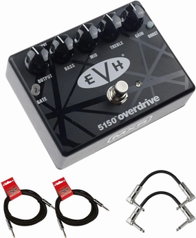 MXR EVH 5150 Eddie Van Halen Overdrive Analog Guitar Effect Pedal Bundle with 4 Cables