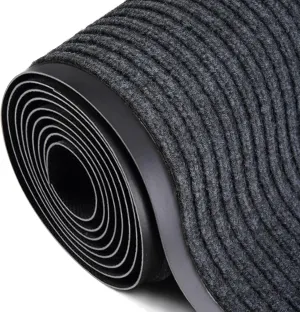 MYOYAY Brush Step Entrance Mat Commercial Grade Door Floor Mat 3' x 10' Tough Entry Collection Slip Skid Entrance Mat with Rubber Backing Indoor Outdoor Rug Grey