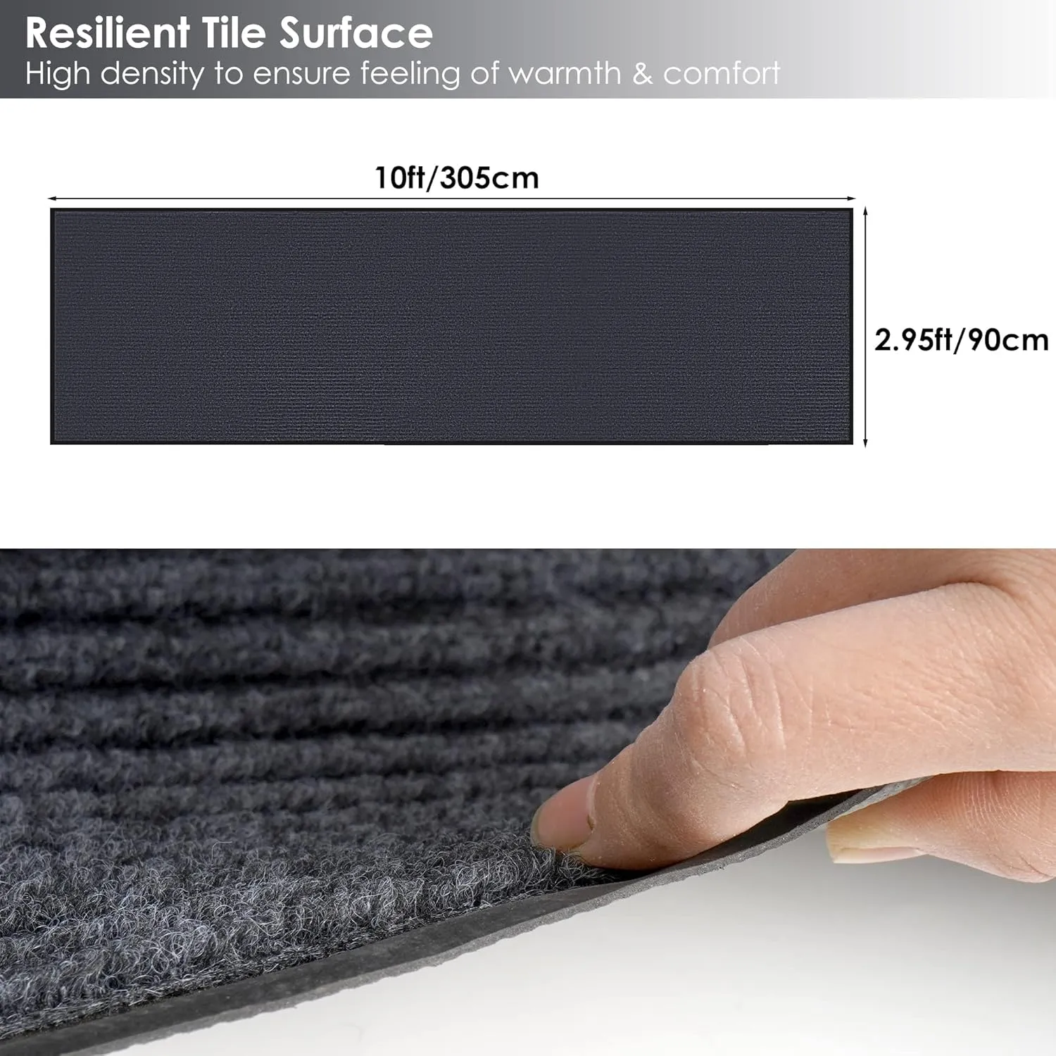 MYOYAY Brush Step Entrance Mat Commercial Grade Door Floor Mat 3' x 10' Tough Entry Collection Slip Skid Entrance Mat with Rubber Backing Indoor Outdoor Rug Grey