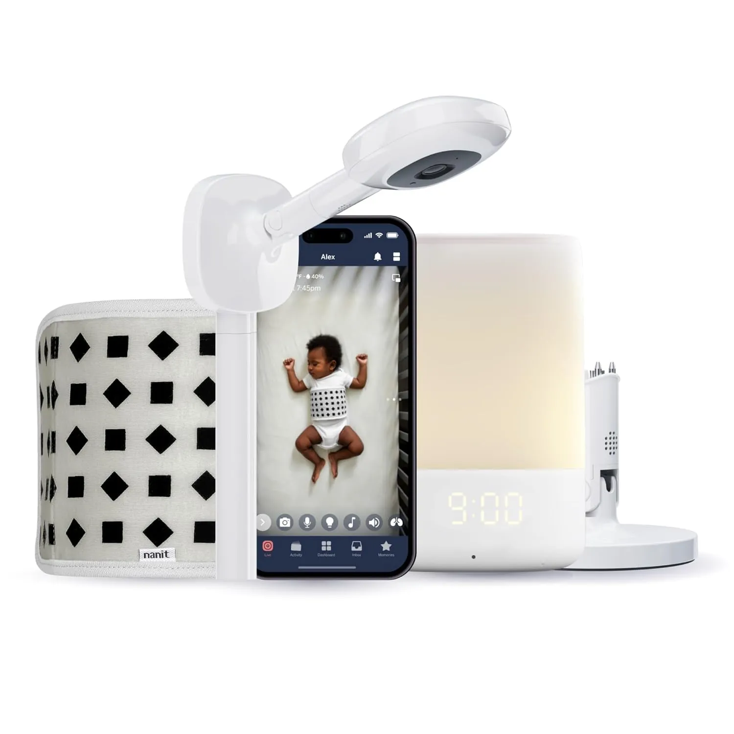 Nanit Superior Sleep Set - Includes Newborn Baby Essentials Pro Camera with Wall Mount, Travel Stand, and The Sound   Light Audio Monitoring Machine & Baby Night Light