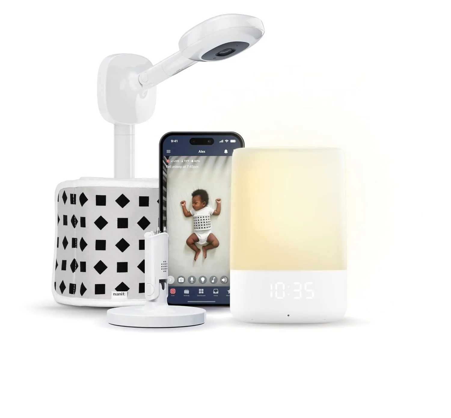 Nanit Superior Sleep Set - Includes Newborn Baby Essentials Pro Camera with Wall Mount, Travel Stand, and The Sound   Light Audio Monitoring Machine & Baby Night Light