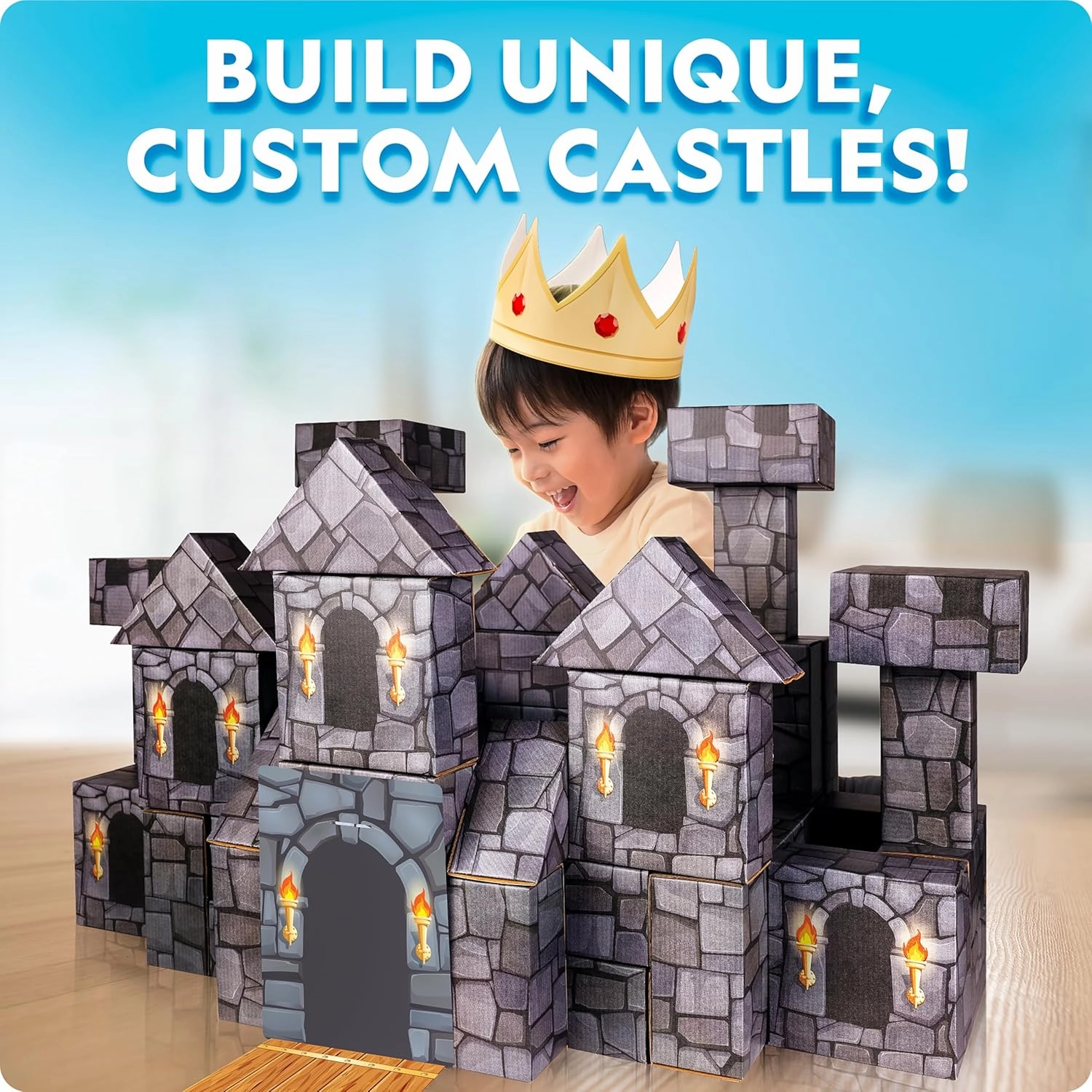 National Geographic Jumbo Cardboard Building Blocks – 45-Pc. Extra-Thick Cardboard Bricks for Kids, Build a Castle Play House, Indoor Playhouse, Large Building Blocks, Kids Giant Blocks