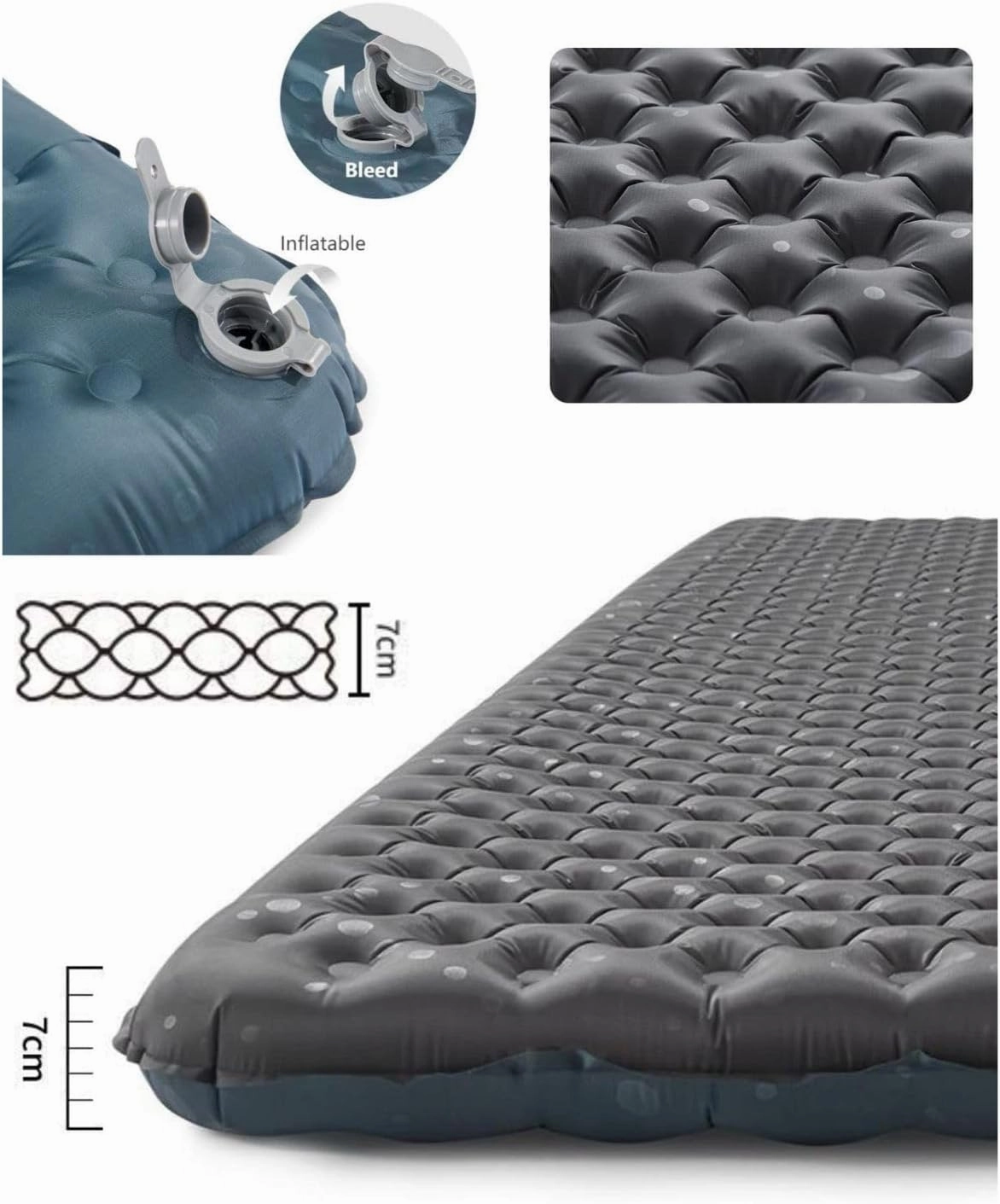 Naturehike Camping Mattress R-Value 5.8/3.5 Camp Bed Adults Camp Cot Folding Beds Sleeping Mat Pad Single Adults Foldable 0.88LB/500G Light Hiking[SGS Certified] (R3.5/Green/Rectangular/183*64*7CM)