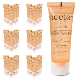 Nectar Bulk Body Wash | 300 Count, 1 oz| Sweet Orange Blossom, Mini Travel Size Toiletries (100% Recyclable Tube with Flip Top Cap) Hotel Amenities, Airbnb Rentals, For All Skin Types