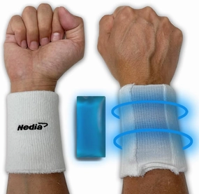 Nedia Cooling Wristbands Cotton Sweatband for Men and Women, Ice Gel Pack Inserts Keeps You Cool in Hot Weather Play, Sweat Absorbing Athletic Terry Cloth, for Tennis, Basketball, Running, More