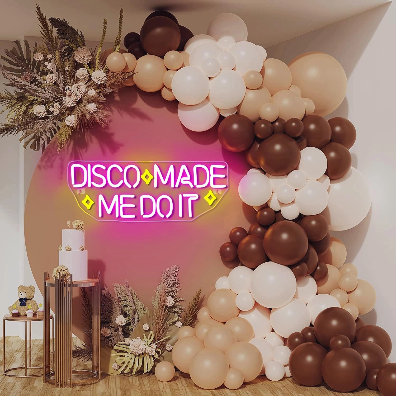 NEONLOVE Disco Made Me Do It Neon Sign - Pink Acrylic USB Disco Light Up Sign for Wall Decor, Bedroom, Bar, Party, Birthday