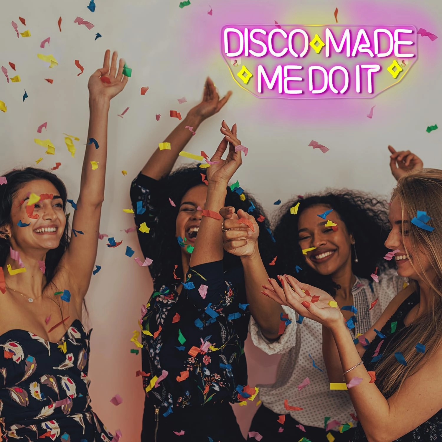 NEONLOVE Disco Made Me Do It Neon Sign - Pink Acrylic USB Disco Light Up Sign for Wall Decor, Bedroom, Bar, Party, Birthday