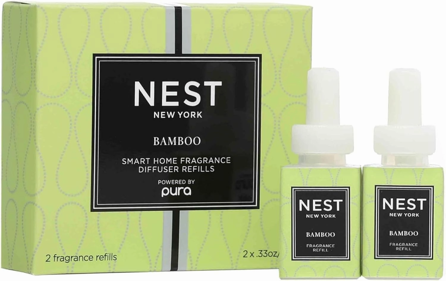 NEST New York Smart Home Fragrance Diffuser Refill Smart Vials, Bamboo - Set of 2 - Designed for NEST x Pura 3 and NEST x Pura 4 Diffusers - Cruelty Free, Vegan - Made in USA