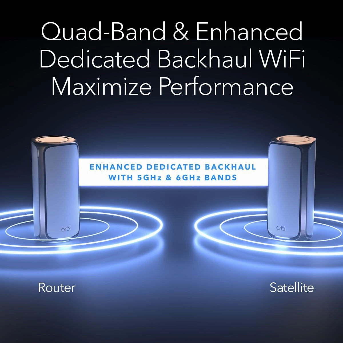 NETGEAR Orbi 970 Series Quad-Band WiFi 7 Mesh Network System (RBE973S), Router   2 Satellite Extenders, Security Features, Up to 27Gbps, Covers Up to 10,000 sq. ft., 200 Devices, 10 Gig Internet Port