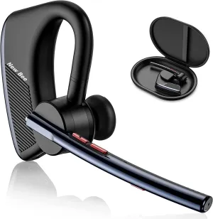 New bee Bluetooth Headset 24Hrs Talktime CVC8.0 Dual Mic Noise Cancelling Bluetooth Earpiece V5.2 Wireless Headset for Cell Phone/iPhone/Android/Driver/Business/Office(Blue)