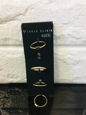 New Nordstrom Item! Loren Olivia 14K Gold Plated Stackable Ring Set, 4 piece, Sz 8!