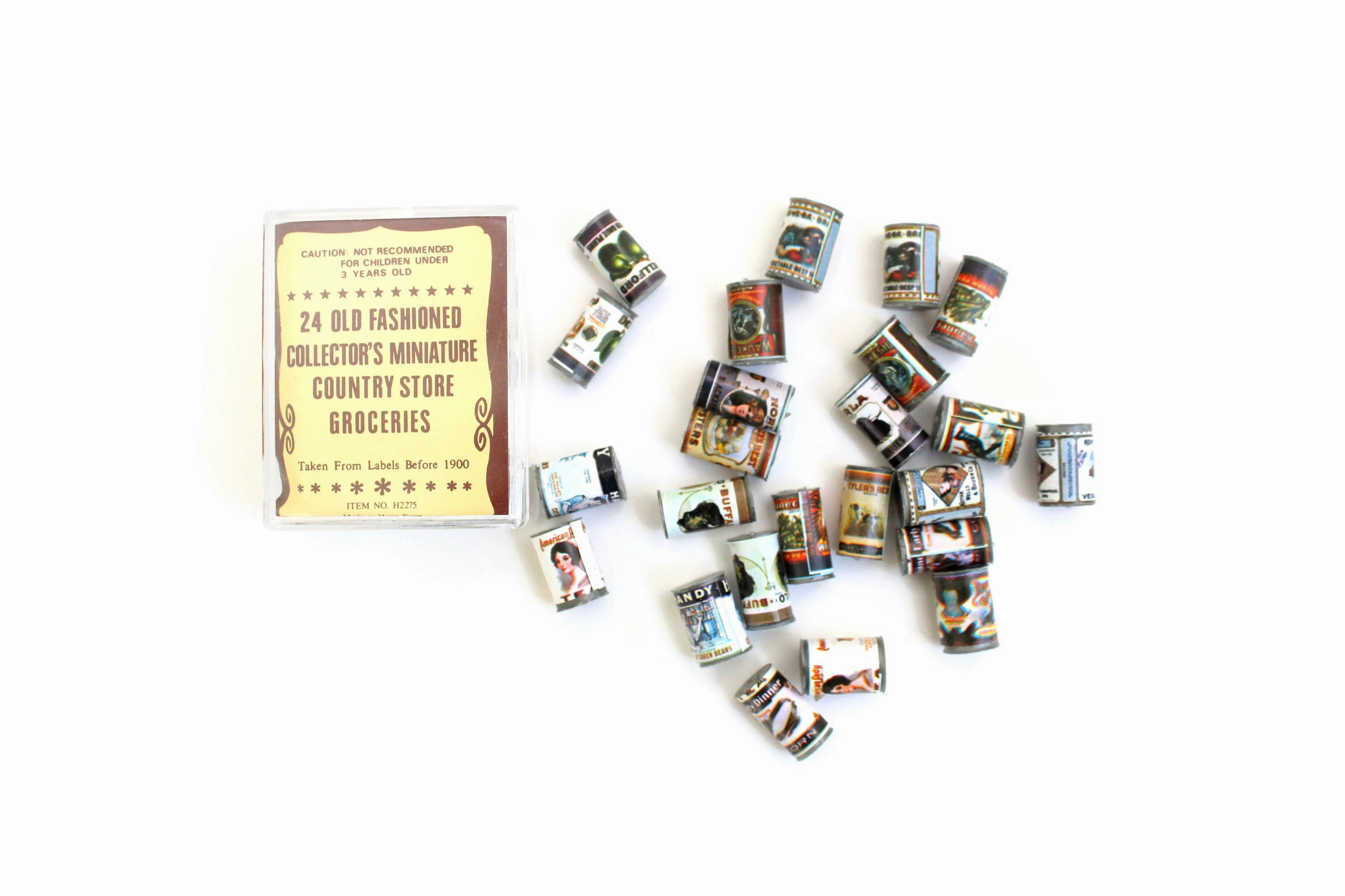 New Vintage 1:12 Set of Miniature Dollhouse Old Fashioned Groceries & Canned Food