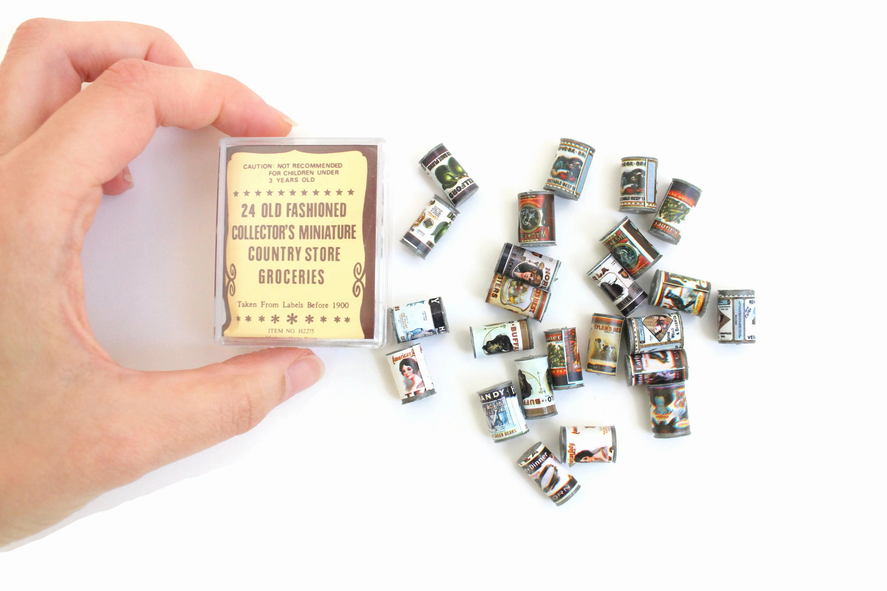 New Vintage 1:12 Set of Miniature Dollhouse Old Fashioned Groceries & Canned Food